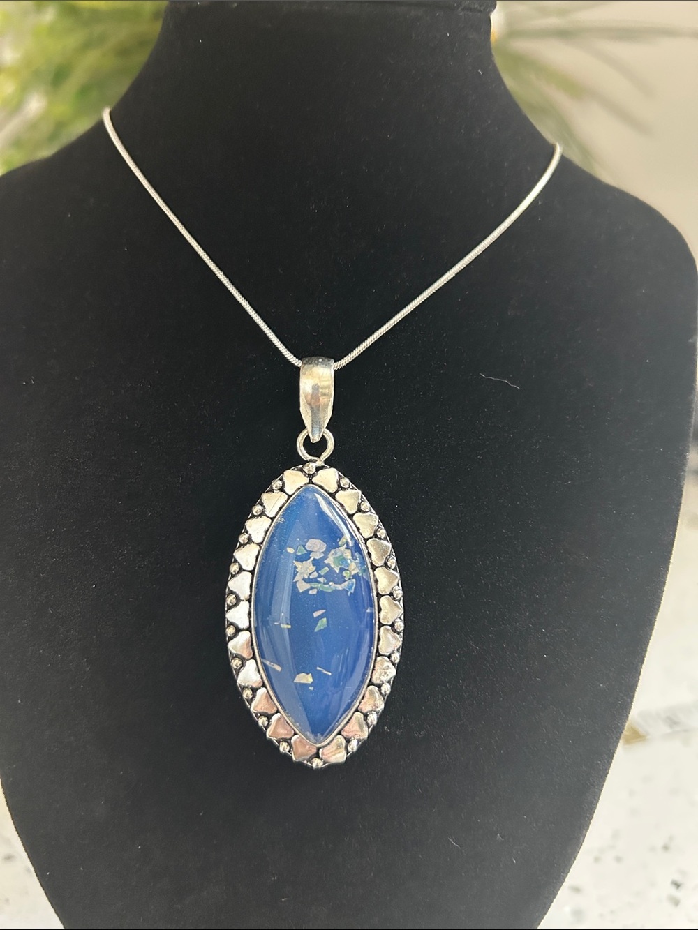 Sterling Silver Doublet Opal Gemstone Pendant Necklace